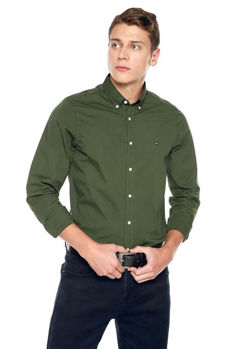 camisa de vestir tommy hilfiger color verde